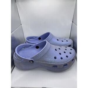 Crocs Platform Classic Bae Clogs Shoes Lilac Sparkle Light purple Women 10